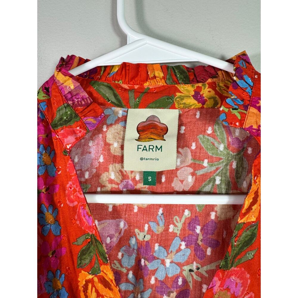 NEW Farm Rio Red Spring Bananas Ruffle Blouse Top Size Small - Picture 7 of 10